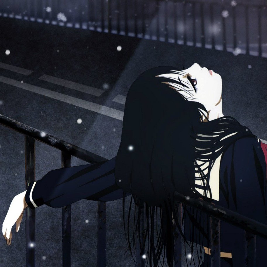 Чёрная Эстетика аниме девушки