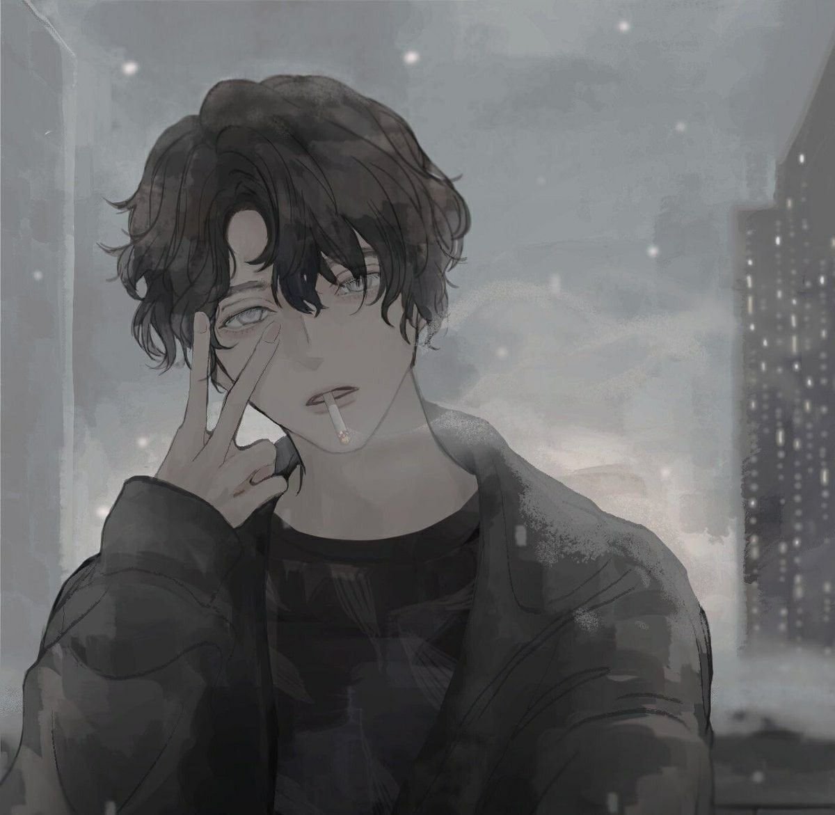 Аниме парень с черными волосами