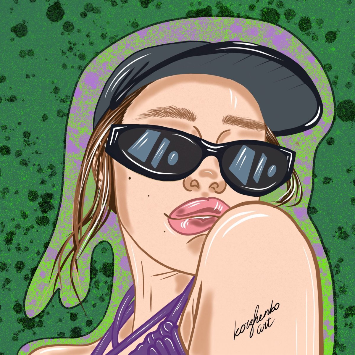 Парень в бейсболке и очках рисунок