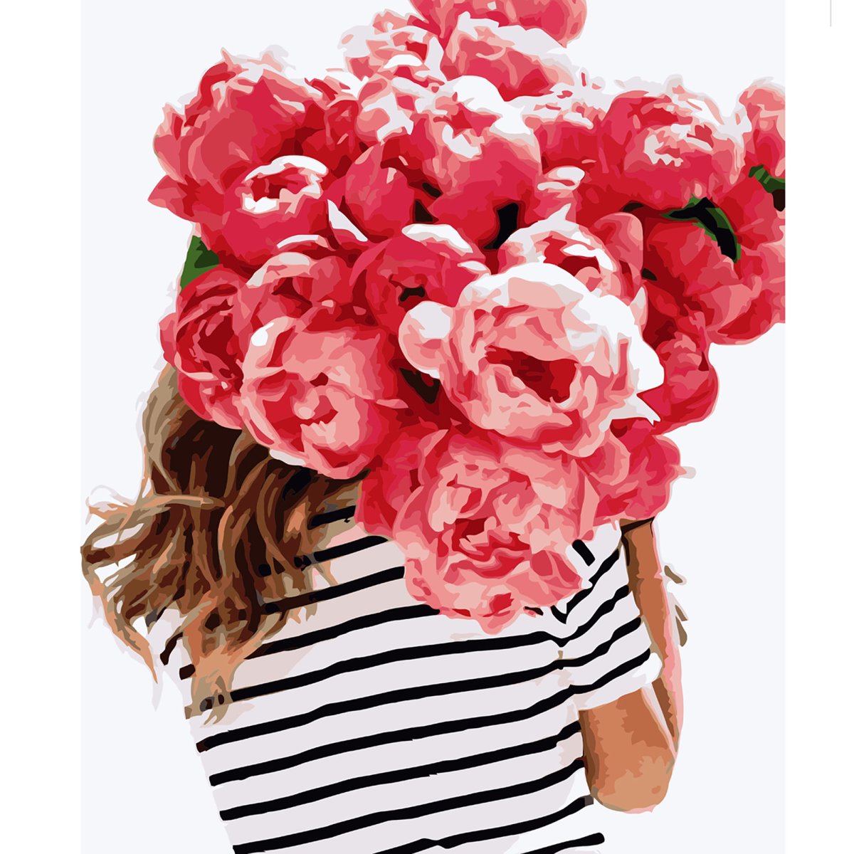 Девушка с букетом пионов