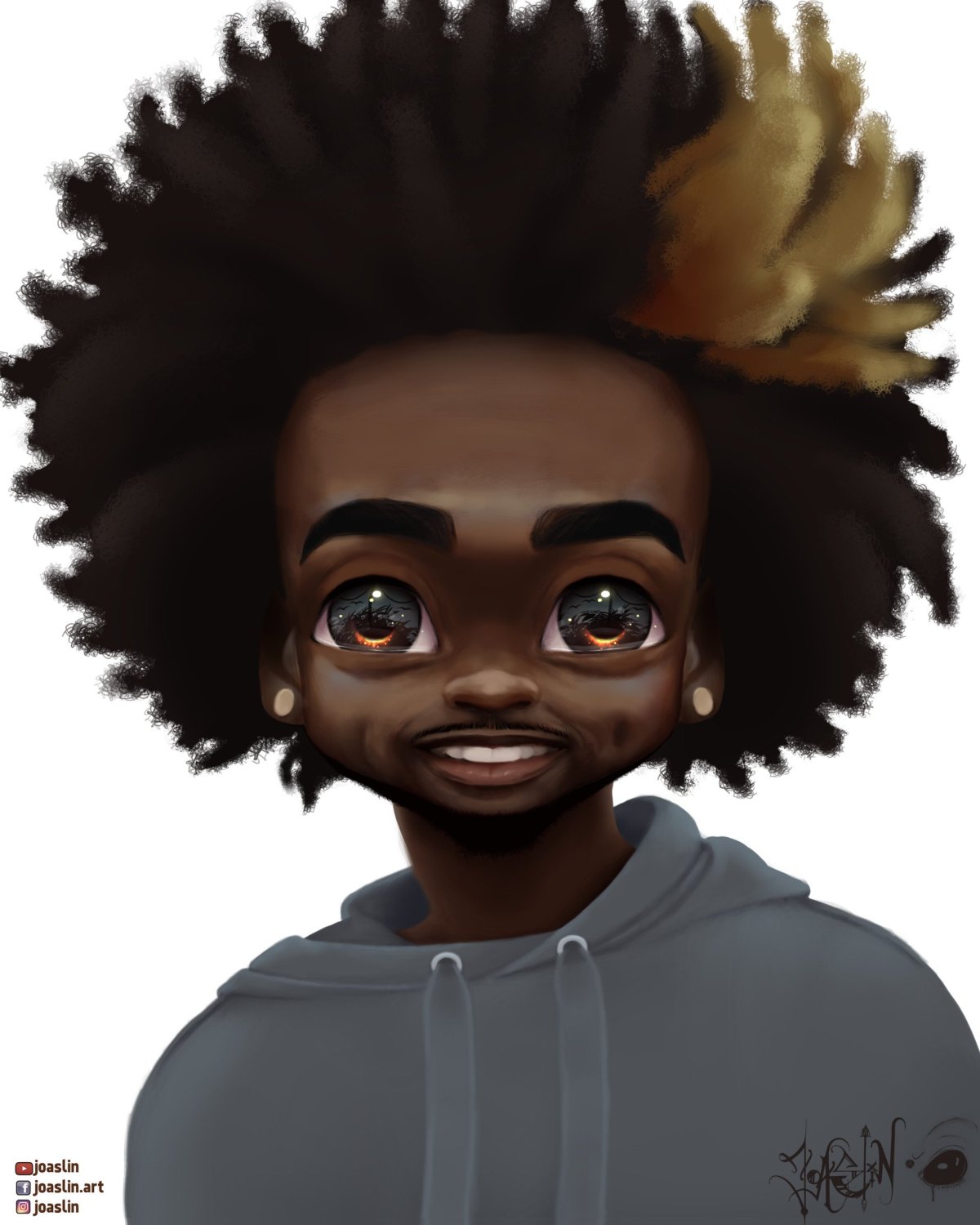 Темнокожий мужчина с прической афро арт