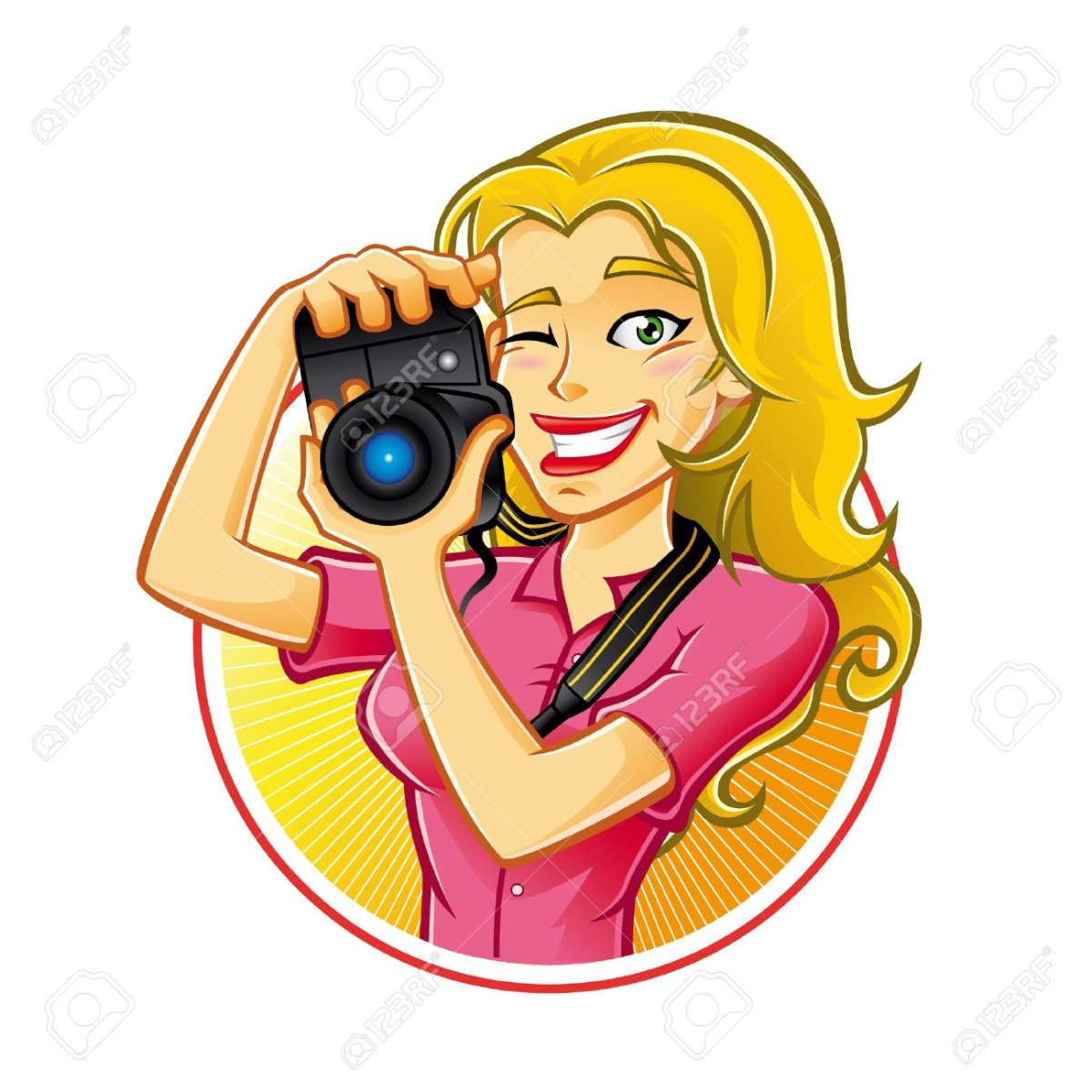 Мультяшный фотограф девушка