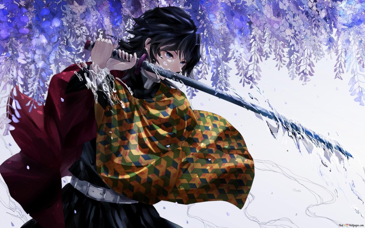 Клинок рассекающий демонов Гио Томиока арт