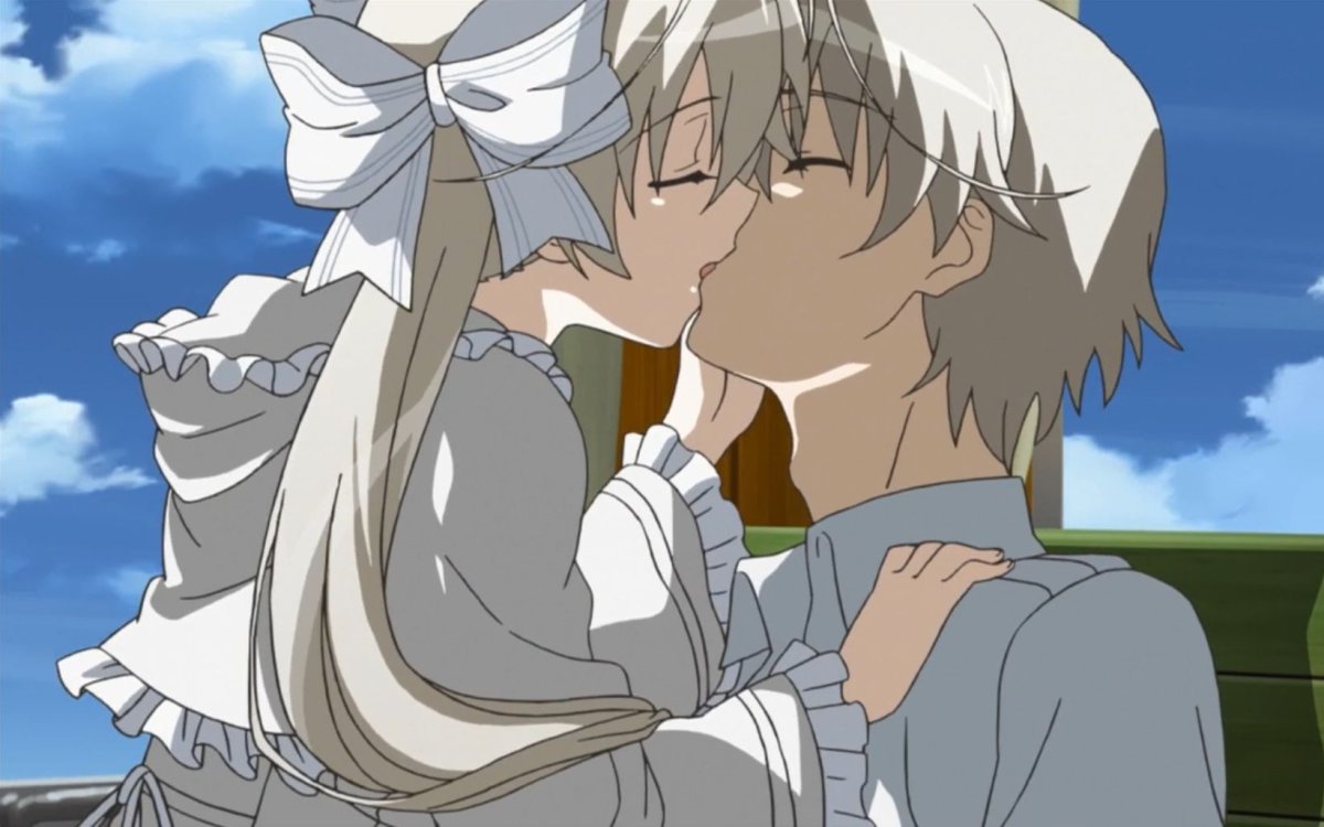 Аниме Yosuga no Sora поцелуй