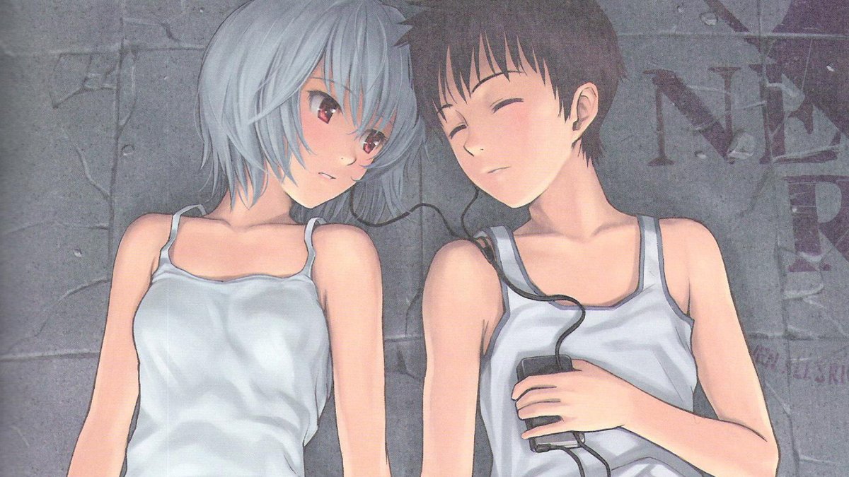 Аниме Евангелион Синдзи и Аянами