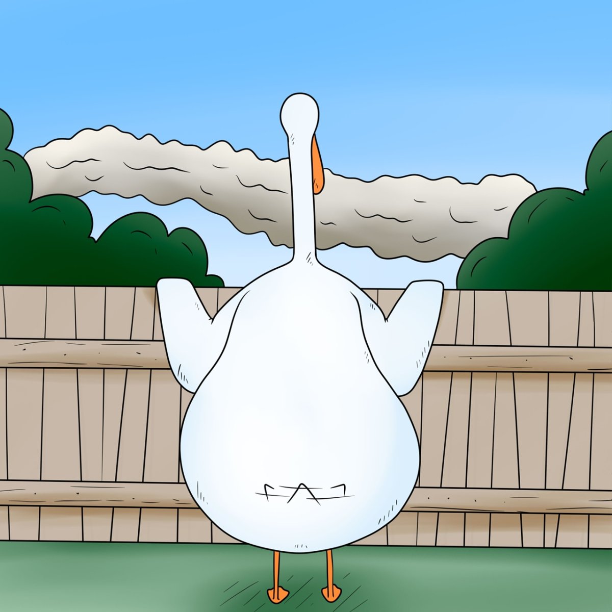 Гусь нарисованный смешной