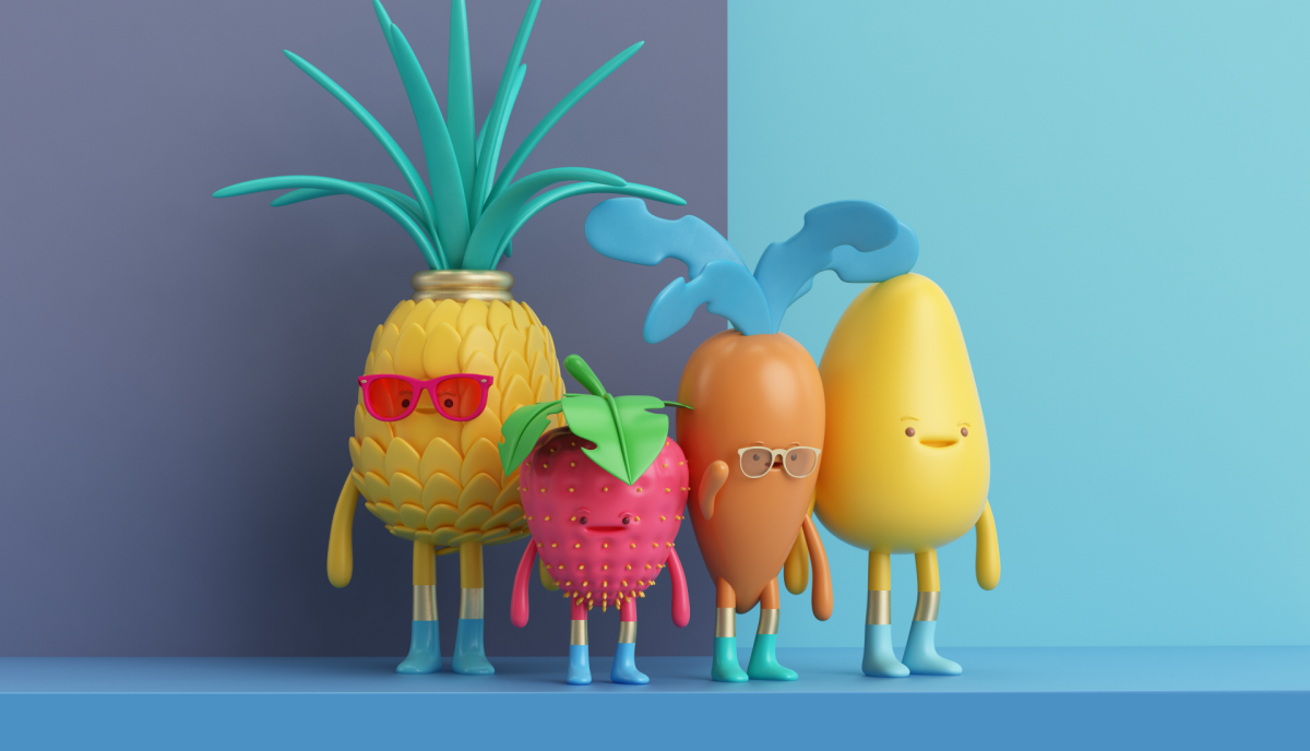 Коробка с фруктами пиксель арт