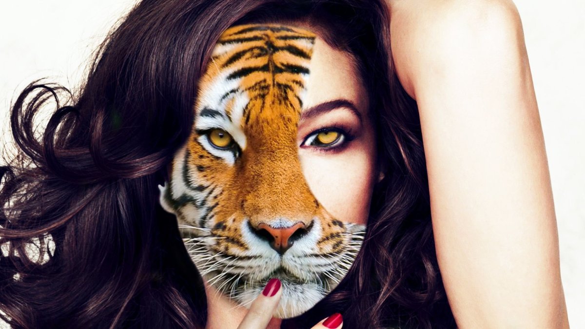 Тигрица на половину лица