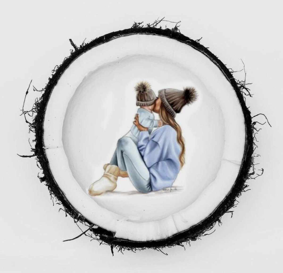 Мама и малыш со спины