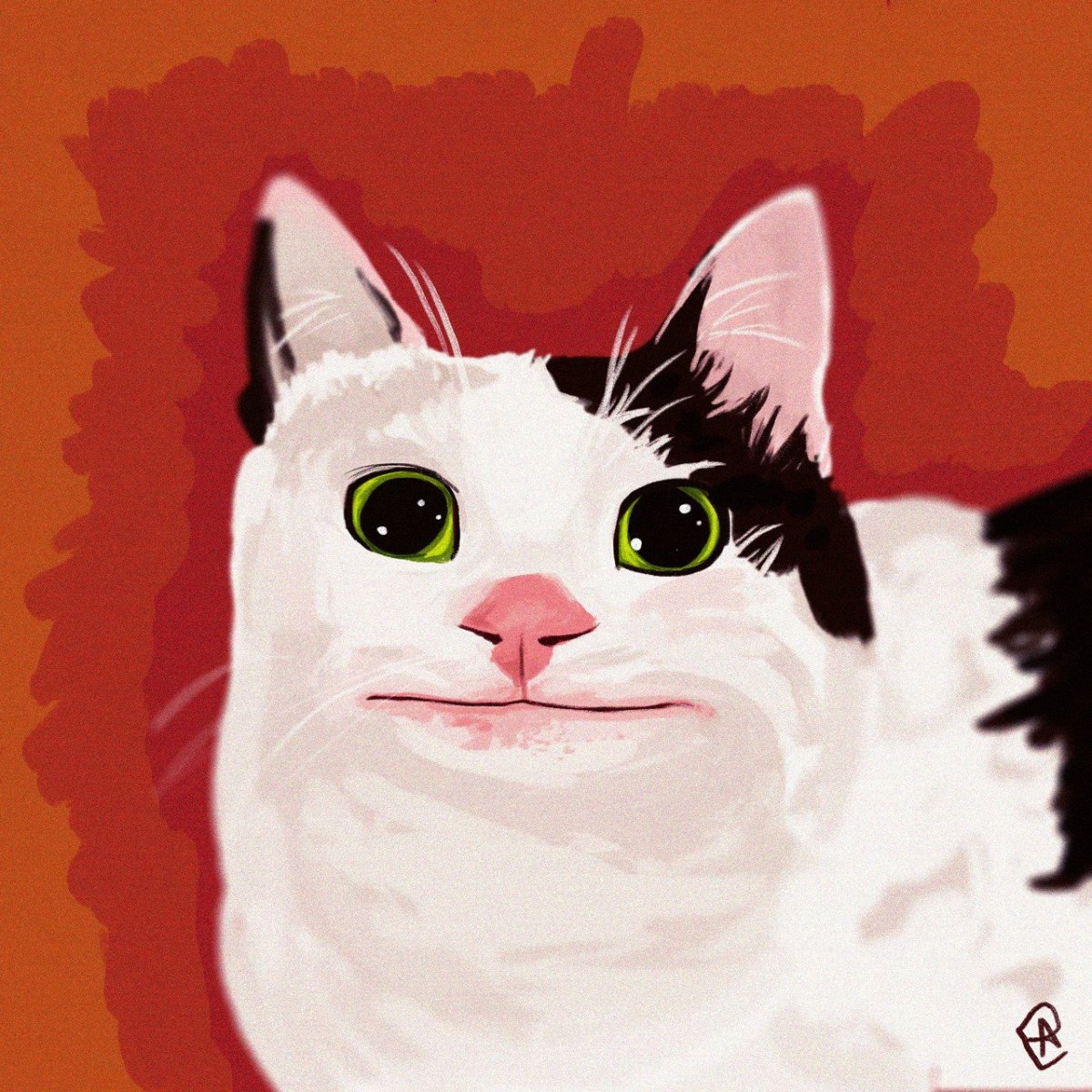 Пушистый котик арт